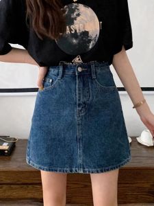 High Waist A-Line Denim Mini Skirt Womens Slim Fit Short Skirts Summer Anti-Light Cotton Polyester Blend Commute Style