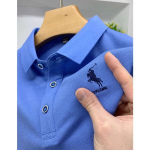 High-End Pink POLO Shirt Mens Short Sleeve T-Shirt Summer Silk Cotton Embroidery Paul Style Business Casual Fashion Top