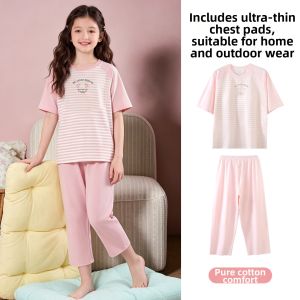 MiiOW | Cotton Breast Pads Sleepwear Set For Girls Short Sleeve