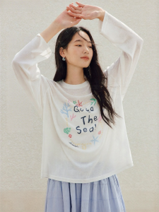 INMAN | Cartoon Letter Print Long Sleeve T-Shirt Loose Drop Shoulder