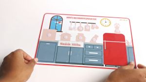 Neenkids Worksheet PAUD Montessori Toys Busy Page Busy Board Pretend Play Mainan Edukasi Puzzle Mainan Tempel Anak Bantu Ibu Menata Dapur