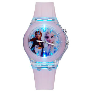 Disney Flash Light Children Watch for Girls Silicone Strap Princess Elsa Frozen 2 Sophia Kids Watches Women Clock reloj infantil