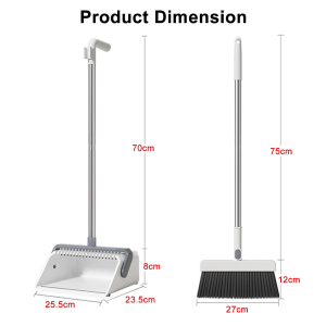 [2 in 1] Encora Set Penyapu Long Handle Broom Set with Self-Cleaning Dustpan Upright Standing and Easy Storage