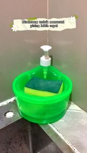 Tempat Sabun Cair Cuci Piring 1 Liter / Dispenser Sabun Cuci Piring Free Spons / Wadah Sabun Cair 2in1 Termurah Terbaru Promo