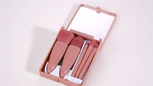 1 SET ISI 5 PCS BRUSH MAKE UP MINI TRAVEL SIZE SUDAH TERSEDIA CERMIN / TRAVEL KIT BRUSH MAKE UP