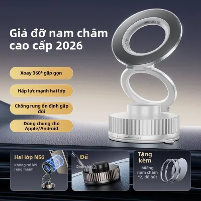 HELLOLEIBOO | Giá Đỡ Điện Thoại Ô Tô Nam Châm Hút Chân Không – Gắn Taplo Chống Rung Dùng Dẫn Đường