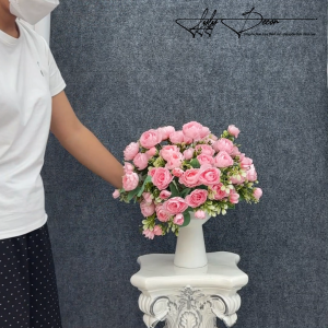 Cụm hoa trà 7 nhánh Trí Nhà Cửa Cắm Giỏ Bó Hoa. Hoa Lụa LyLy Decor