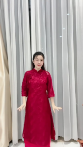 Áo dài lông vũ phối buộc nơ cách điệu kèm quần Phượnng Vũ 2025