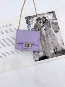 Elegant New Korean Style Chain Crossbody Makeup Bag with Quilted Pattern and Gold Chain - High Quality Genuine Leather