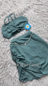 Necessary Beachwear Bralette Tie & Skirt High Slit Ruched Coords up to 2XL
