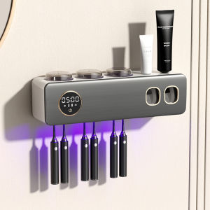Smart Toothbrush Disinfection Rack Wall-Mounted Bathroom Toothbrush Holder Heat Wind Drying High-End Luxury Style for Everyone