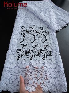 Kalume 2025 White African Guipure Lace Fabric High Quality Wedding Cord Lace Fabric for Sewing Wedding Party Women Dress F4483