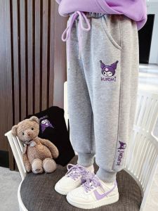 Thickened Fleece Girls Sweatpants Childrens Autumn Winter Outerwear One-Piece Fleece Lined Sports Pants for Girls Toddler Kids