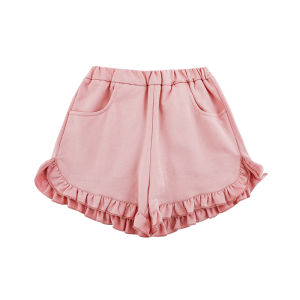 Sweet Cute Girls Pure Color Lace Shorts Summer Spring Loose Cool Pants Casual Style mid Waist Elastic Belt Cotton Blend