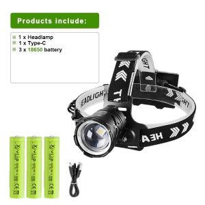 6800000LM LED Headlamp Super Bright High Power LED Reachargeable Head Flashlight 18650 Outdoor Headlight Fishing Camping Lantern