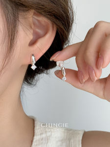 Shining Diamond Waterdrop Earrings Womens Fashionable Simple Swinging Ear Cuffs Alloy Plated Silver Gold Heart Shape Jewelry