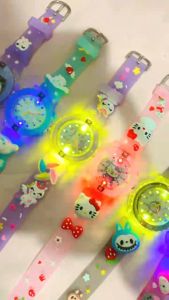 Jam Tangan Anak Desain Karakter Lucu Sanrio Labubu Cinamarol Kuromi Terbaru Fitur Lampu LED Berkedip
