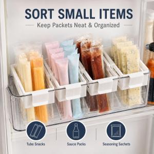 10Pcs Refrigerator Organizer of Side Door / Retractable Plastic Container / for Bottles Snacks Spices / Fridge Fresh Storage Boxes