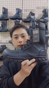 Sepatu PDL Weba Jatah TNI Polri Brimob Security Satpam Kulit Sintetis Hitam Doff Resleting VMESTE