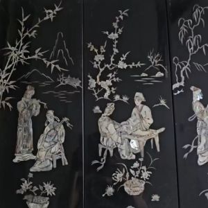 Tranh sơn mài 4 tấm CẦM KÌ THI HỌA sơn mài xưa cẩn ốc chìm đẹp 50x80 cm