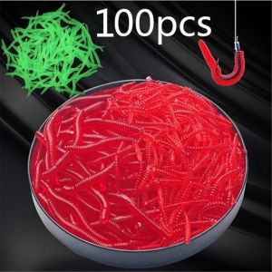20/50/100Pcs Luminous Earthworm Soft Bait Artificial Bait for Carp Fishing in the Sea