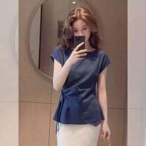 YIKEMAI | Oversized Waist-Cinching Short Sleeve T-shirt