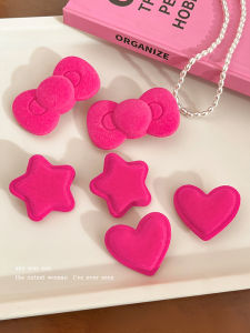 Rose Red Velvet Bows Star Hairpin Womens Side Bang Clip Broken Hair Duckbill Clip Sweet Young Adult Hair Clip Headdress