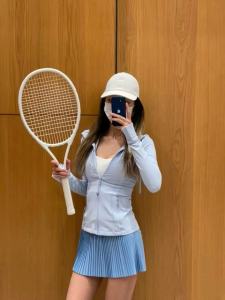 Váy Thể Thao Yoga Xếp Ly Cạp Cao Thoáng Khí Nhanh Khô Cho Nữ Mùa Xuân Hè Quần Tennis Quần Ngắn Thể Thao