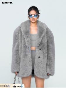 SMFK | Celebrity Style Wide Warm Faux Fur Jacket