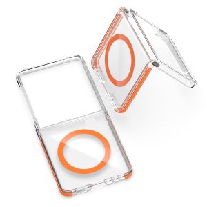 สำหรับเคส Samsung Galaxy Z Flip 7[เข้ากันได้กับ MagSafe] เคสแข็งแบบใสหัวเข็มขัดโลหะเข้ารูปพอดีป้องกันการลื่นกันกระแทกเคสสำหรับ Galaxy พลิก7 Fe เคส Z Flip 6Z Flip 5เคส Z Flip 4