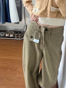 Tall Womens Loose Fit Extended Length American Retro Khaki Wide Leg Jeans High Waist Cargo Pants Floor Length Dress Pants