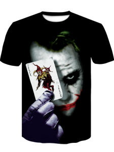 3D Joker Crew Neck Short Sleeve T-Shirt Clown Print round Neck Top for Youth Summer Casual Wear Slim Fit Unbranded T-Shirt