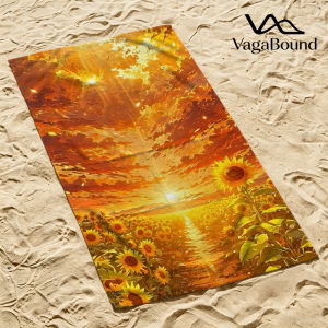 Sunlit Sunflower Path Luxury Beach Towels Crafted from Combed Cotton Plush and Absorbent Beach Towel or Pool Towels