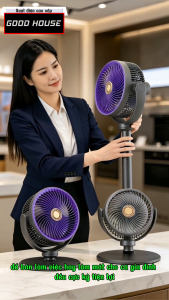 Quạt Tích Điện Để Bàn TIME HOUSE 435 Gấp Gọn Có Remote Điều Chỉnh Độ Cao Quay 120 Độ