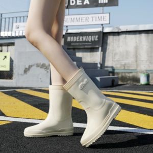 IELGY พื้นรองเท้ากันฝนหนาสำหรับผู้หญิงพื้นรองเท้ารองเท้าสำหรับทำงานหนากันน้ำกันลื่นรองเท้าบูทหน้าฝนทนต่อการสึกหรอ