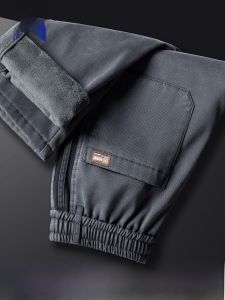 ROMON | Romon Mens Fleece Lined Loose Fit Casual Thick Winter Pants Striped Workwear Trousers Autumn Winter Fashion Brand Youthful Style