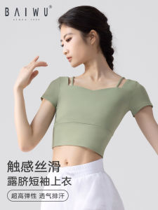 เสื้อยืดโยคะแบบสวมใส่สบาย ระบายอากาศได้ดี แห้งเร็ว ทรงเข้ารูป แขนสั้น สำหรับผู้หญิง ฤดูร้อน 2022 คอวี ทรงเข้ารูป