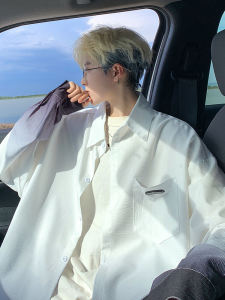 Gradient Black Long Sleeve Shirt Coat Mens Spring and Autumn New Arrival Trendy Loose Teen Handsome Fancy Shirt