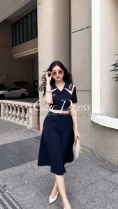 [DUY NHẤT 10-12.10-VOUCHER 40K]Đầm thiết kế BEMINE cổ chữ V hai lớp phối viền dáng chữ A phù hợp đi làm-B106