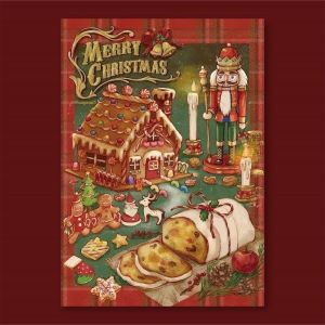 Thành Phố Giáng Sinh Minh Họa Dán Tường Ông Già Noel Tuyết Trôi Cảm Giác Đường Phố Poster Tự Dính Cho Phòng Khách Trang Trí Lễ Hội