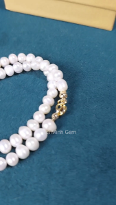 Chuỗi ngọc trai kiểu choker trơn size hạt 6.2 li phong cách tiểu thư dài dây 36cm | Hoa Minh Gem