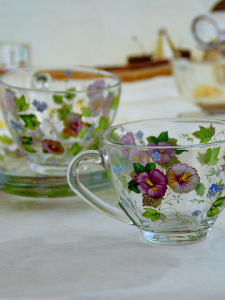 Heat Resistant Glass Coffee Cup Set with Handle Lead Free Small Elegant Cup Microwave Safe Tea Cup Dishwasher Safe Korean Style