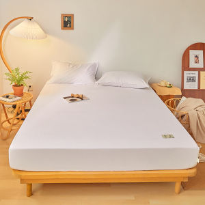 Cotton Fitted Sheet with Elastic Band Anti-Slip Mattress Cover for Single Double Queen King Bed Adjustable Plain Fitted Bedsheet