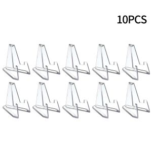 10pcs Transparent Acrylic Commemorative Coin Display Stand Medal Triangle Support Photo Badge Color Paper Display Stand
