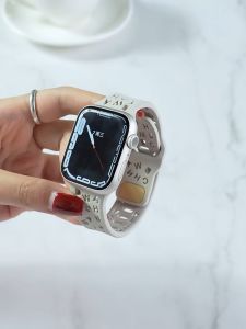 Soft Letter Silicone Strap For apple watch series 10 9 8 7 6 5 4 SE band 41mm 45mm 44mm 46mm 42mm 38mm 40mm Bracelet for apple watch ultra 2 49mm strap
