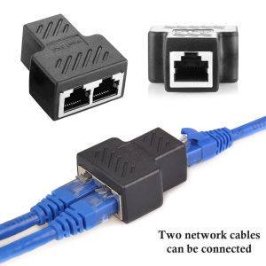 2pcs Bộ Chia Cổng Cái RJ45 Cáp Mạng Bộ Mở Rộng Đầu Nối Bộ Chuyển Đổi Phích Cắm 8 Lõi Chia Thành Hai Bộ Tách