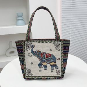 กระเป๋าผ้าแคนวาสสองด้านทนทาน ผู้หญิง กระเป๋าทํางาน ทันสมัย อินเทรนด์ กระเป๋าถือปัก นุ่ม รูปทรงสี่เหลี่ยม ซิป ปิด