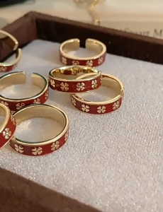 Cincin Jari Telunjuk Pasangan Mode/Cincin Terbuka Glasir Retro/Cincin Gadis Ceruk Sederhana COD🔥Lovelylife