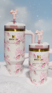 Stanley 40oz Class Adjustable Flow Straw Lid Tumbler with Floral Design 304 Stainless Steel BPA-Free Hot 5 Hours Cold 9 Hours Iced Water 40 Hours Gift Box Available.