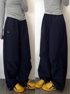 Tibetan Blue Casual Jazz Dance Pants Womens Spring Summer Quick Dry Wide Leg Leisure Workwear Trousers High Waist Long Pants